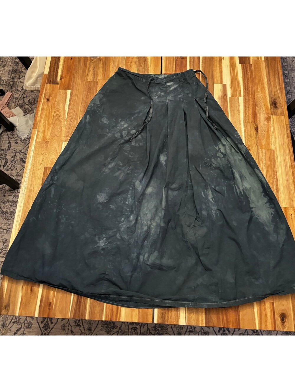 Vintage Express World 3/4 Mottled Pleated Maxi Skirt Cotton Y2K Boho (2117)